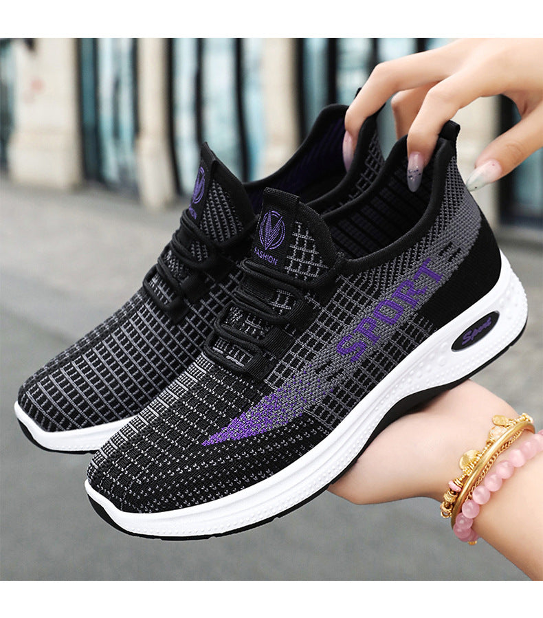Sports Shoes for Women, Summer New Breathable Mesh Shoes, Fly-Knit Soft-Soled Running Shoes, Comfortable and Not Tiring for Feet, Casual Women's Shoes