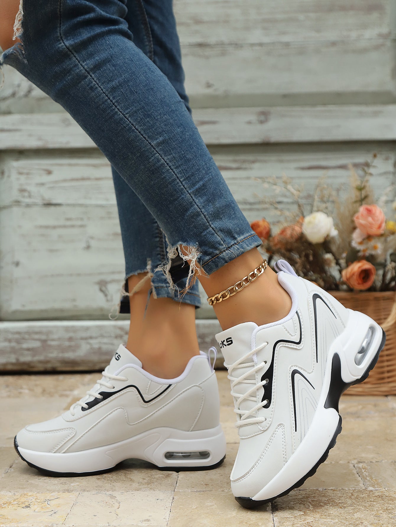 Summer Wear-Resistant Height-Increasing Dad Shoes Mesh Tendon Sole Running Shoes Breathable Non-Slip Sports Shoes