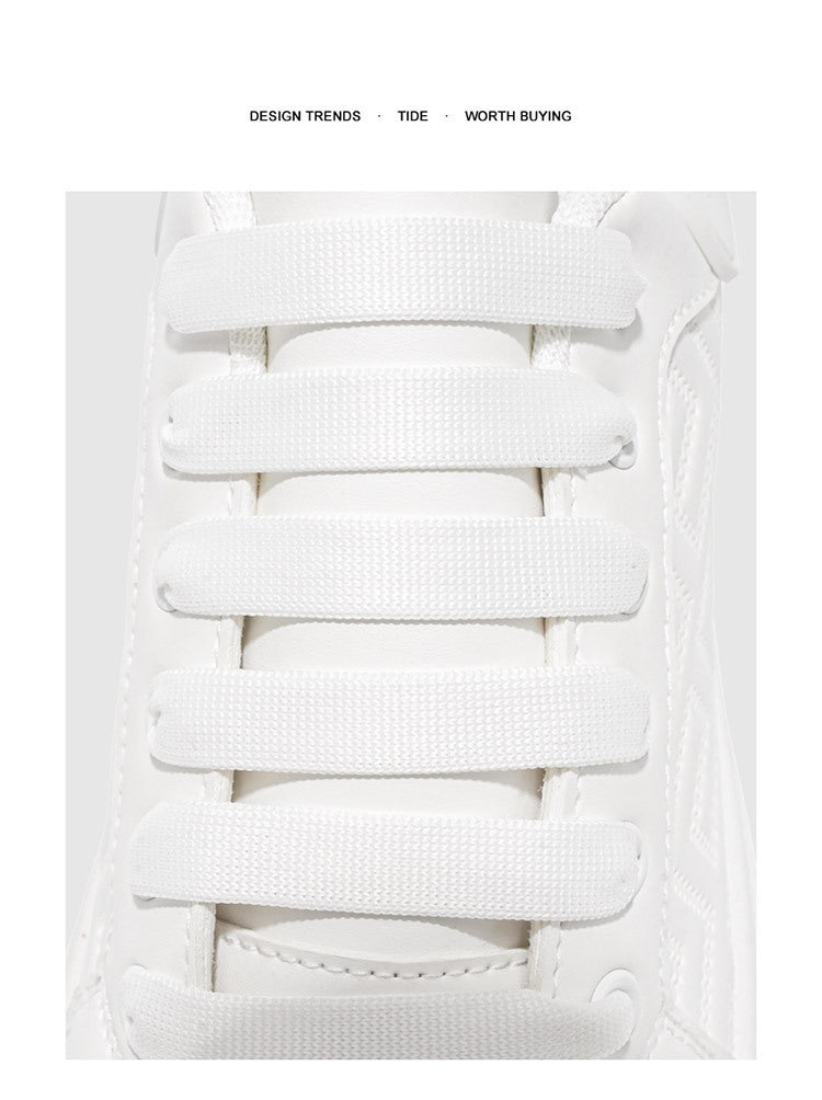 Men's Shoes New White Shoes Men's All-match Breathable Thick-soled Heightened Casual Sports Running Board Shoes Waterproof for Male Students