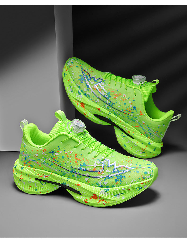 Men's and Women's Same Style Running Shoes Carbon Plate Running Shoes Luminous Camouflage Swivel Buckle Casual Shoes Long-Distance Running Exercise Professional Sports Shoes