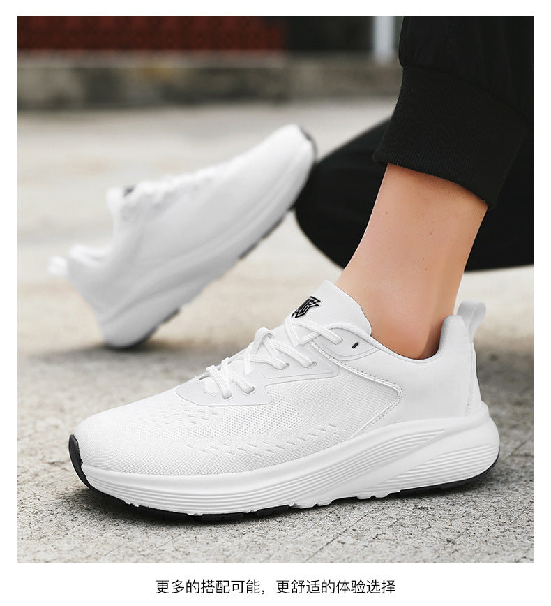 2025 New Couple Running Shoes Lightweight Shock-Absorbing Breathable Sports Shoes for Men and Women Youth Travel White Shoes Cross-Border