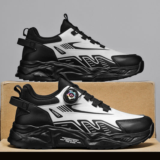 Men's Shoes Summer Breathable Lightweight Running Sports Trendy Shoes Non-slip Height-up Men's Slip-on Swivel Buckle Casual Shoes