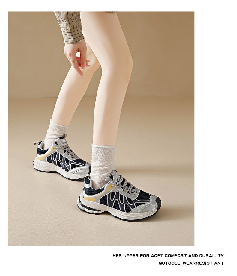 Dad Shoes for Women 2025 New Mesh Breathable Jogging Shoes Thick Sole Heightening Casual Sports Shoes