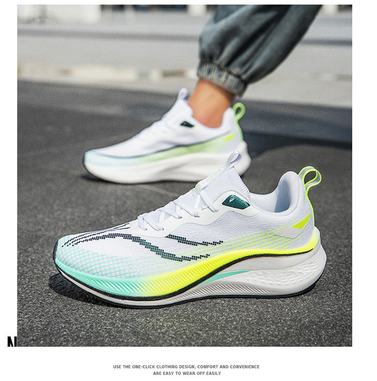 Running Shoes, Sports Shoes, Racing Shock-Absorbing Ultra-Light Running Shoes for Male Teenagers and Students, Carbon Plate Racing Breathable Fly-Woven Mesh