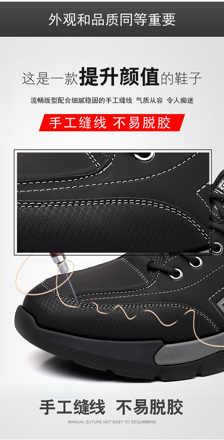 Youth Workwear Men's Shoes Autumn Casual Leather Shoes Men's Soft Sole All-match Fashionable sneaker Soft Leather Korean Style Trendy Shoes with Thick Sole