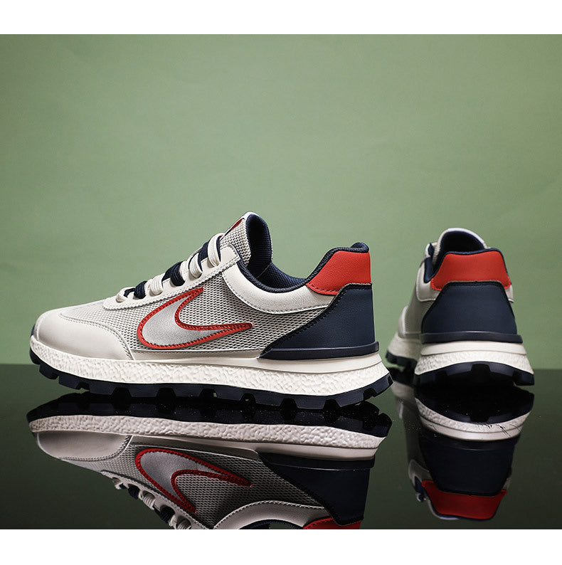 Men's Shoes, New Autumn Style, Breathable, Lightweight, Soft-Soled Running Shoes, Youth Fashion Casual Shoes, Single Mesh Color-Blocking Sports Trendy Shoes