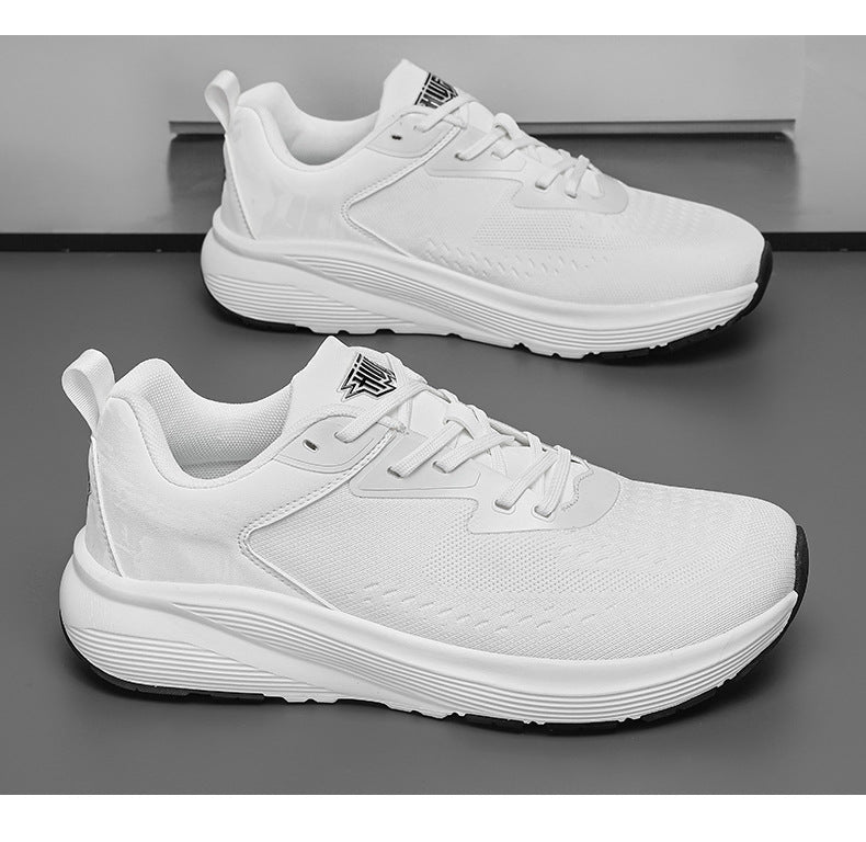 2025 New Couple Running Shoes Lightweight Shock-Absorbing Breathable Sports Shoes for Men and Women Youth Travel White Shoes Cross-Border