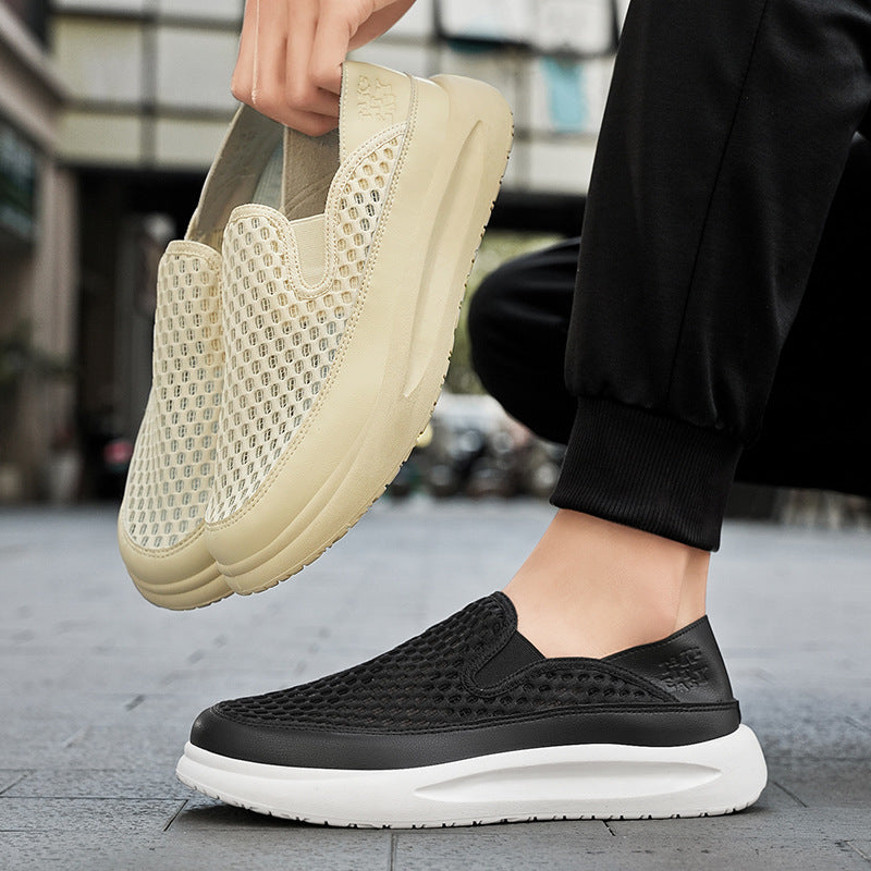 Quality Selection Men's Summer Sports Shoes 2025 Mesh Breathable Running Shoes One-Leg Outdoor Shock-Absorbing Running Shoes National Trend