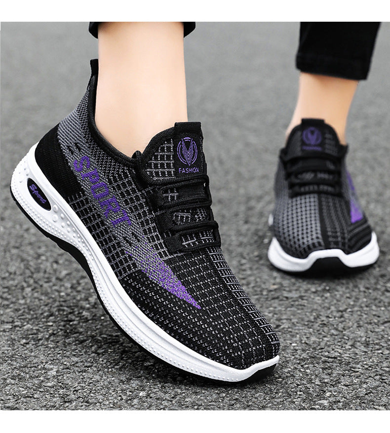 Sports Shoes for Women, Summer New Breathable Mesh Shoes, Fly-Knit Soft-Soled Running Shoes, Comfortable and Not Tiring for Feet, Casual Women's Shoes