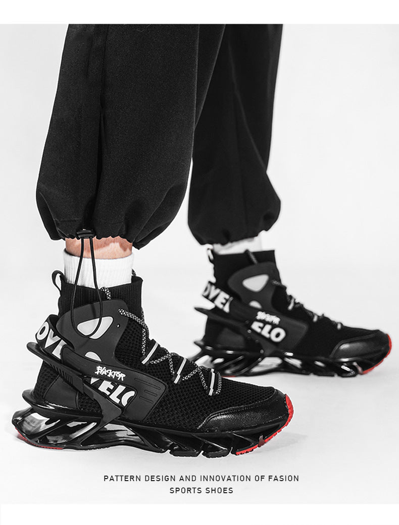 Cross-Border Large Size Men's Shoes, Trendy Height-Increasing Shoes, Men's Shock-Absorbing Running Shoes, Autumn Breathable Thick-Soled Soft-Soled Basketball Sports Running Shoes