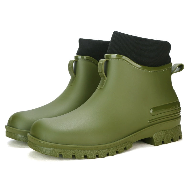Water Shoes for Women, Chelsea Style with Fleece Lining, Short Rain Boots for Men, Low-Top Rubber Shoes for Men and Women, Non-Slip and Wear-Resistant
