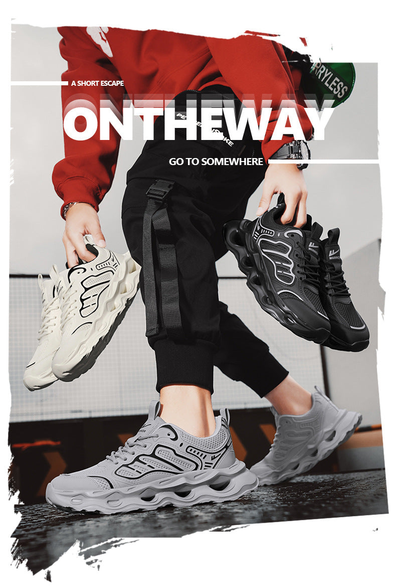 Warrior Men's Shoes 2026 New Model Breathable Hollow Soft Sole Shock Absorbing Lightweight Running Casual Sports Versatile Dad Sneakers