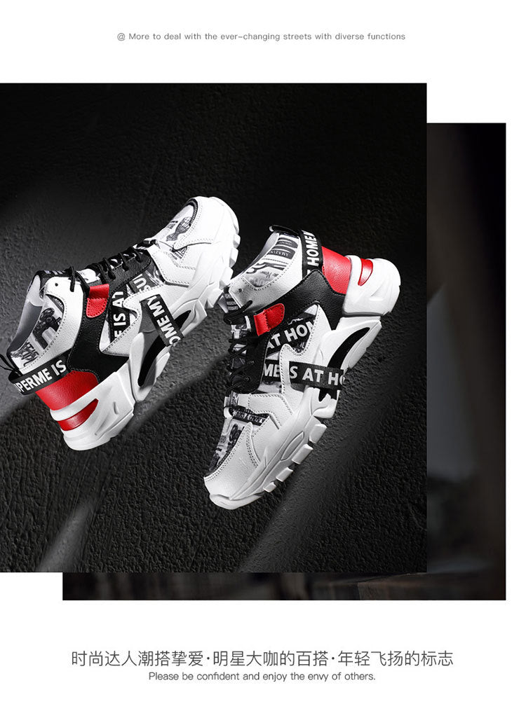 2024 New Fashionable Shoes Distinctive Autumn High-top Shoes Autumn and Winter Men's Shoes High-top Board Shoes Korean Fashionable Running Shoes for Students
