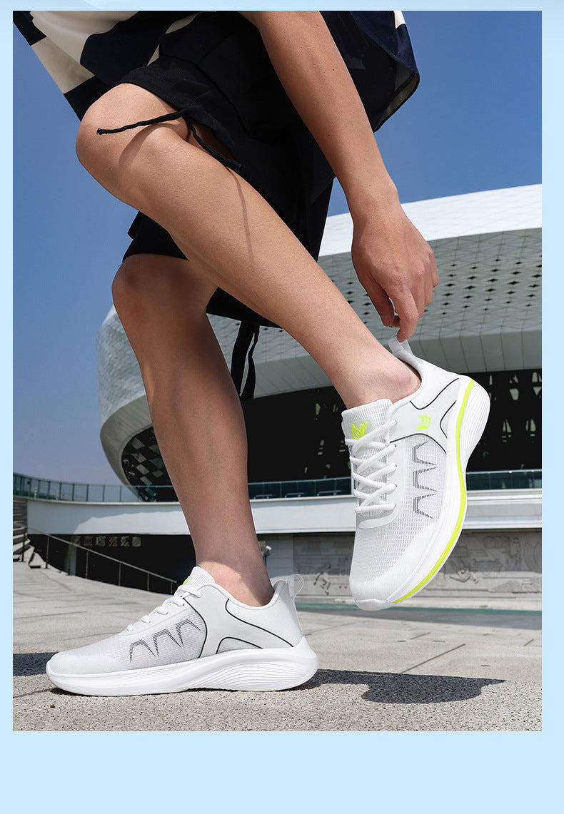 Large Size 45 New Breathable Lightweight Men's Running Shoes, High-End Trendy White Sneakers, Fashionable Sports Running Shoes