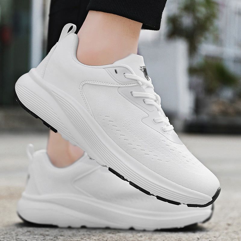 2025 New Couple Running Shoes Lightweight Shock-Absorbing Breathable Sports Shoes for Men and Women Youth Travel White Shoes Cross-Border