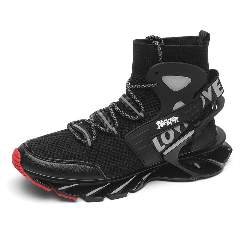 Cross-Border Large Size Men's Shoes, Trendy Height-Increasing Shoes, Men's Shock-Absorbing Running Shoes, Autumn Breathable Thick-Soled Soft-Soled Basketball Sports Running Shoes