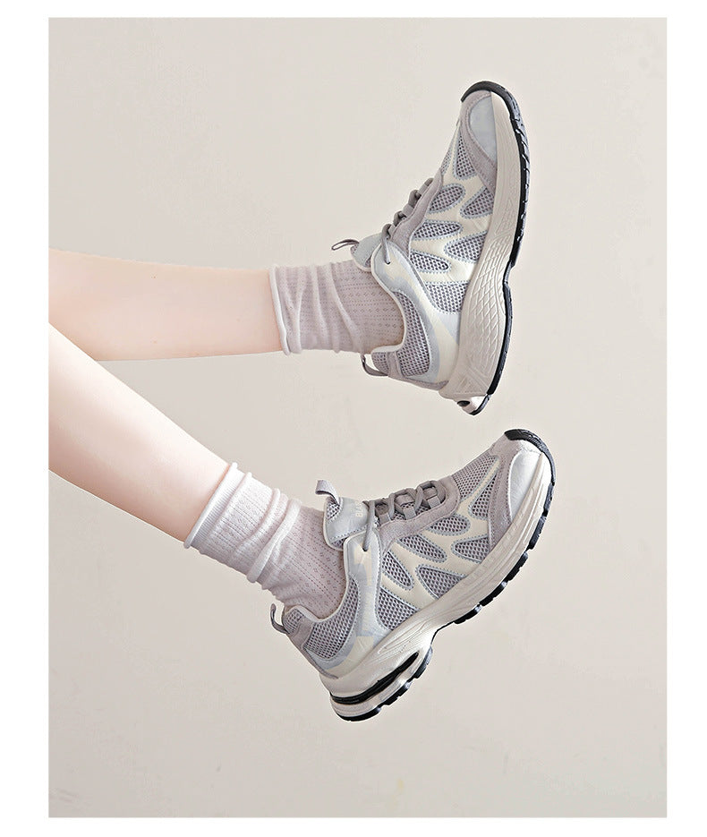 Dad Shoes for Women 2025 New Mesh Breathable Jogging Shoes Thick Sole Heightening Casual Sports Shoes
