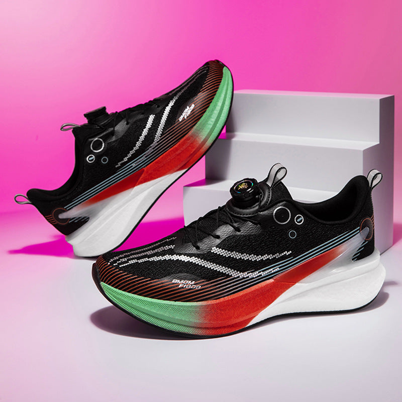 Running Shoes, Sports Shoes, Racing Shock-Absorbing Ultra-Light Running Shoes for Male Teenagers and Students, Carbon Plate Racing Breathable Fly-Woven Mesh