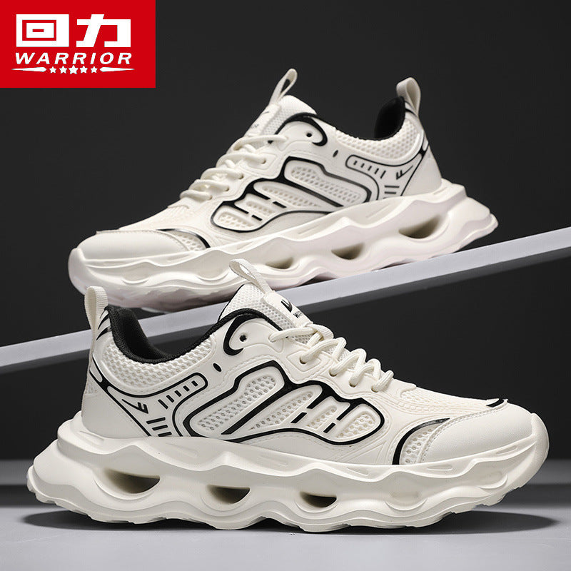 Warrior Men's Shoes 2026 New Model Breathable Hollow Soft Sole Shock Absorbing Lightweight Running Casual Sports Versatile Dad Sneakers