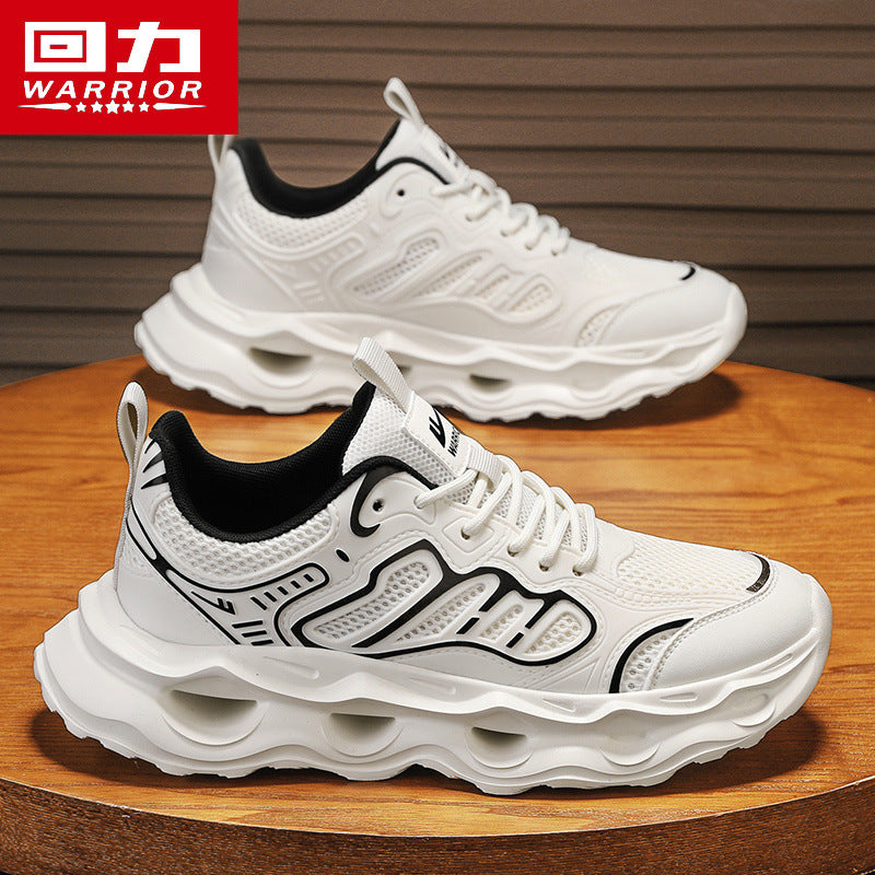 Warrior Men's Shoes 2026 New Model Breathable Hollow Soft Sole Shock Absorbing Lightweight Running Casual Sports Versatile Dad Sneakers