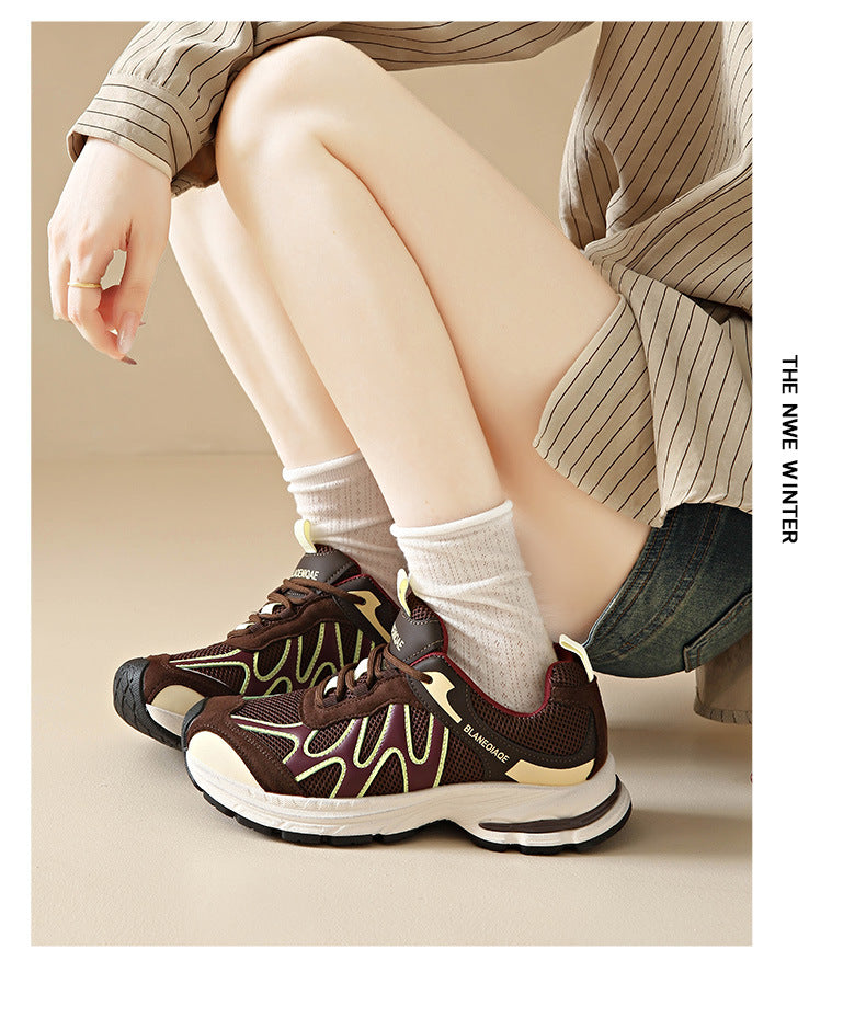 Dad Shoes for Women 2025 New Mesh Breathable Jogging Shoes Thick Sole Heightening Casual Sports Shoes