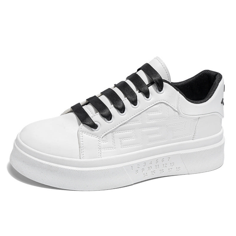 Men's Shoes New White Shoes Men's All-match Breathable Thick-soled Heightened Casual Sports Running Board Shoes Waterproof for Male Students