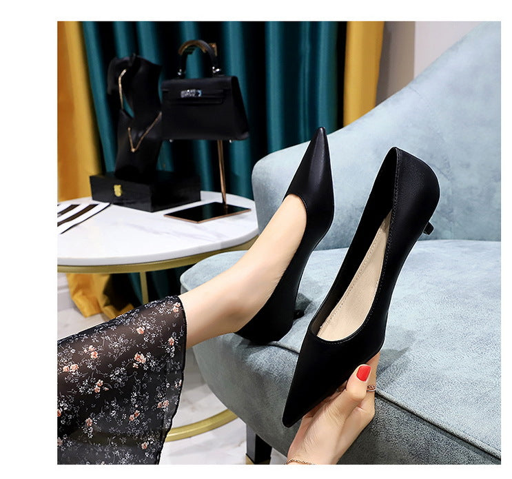 Fashion pointed toe mid heeled shoes 4 cm Stilettos Occupation OL Office shoes low-heel women shoes Kitten high heels Pumps Lady
