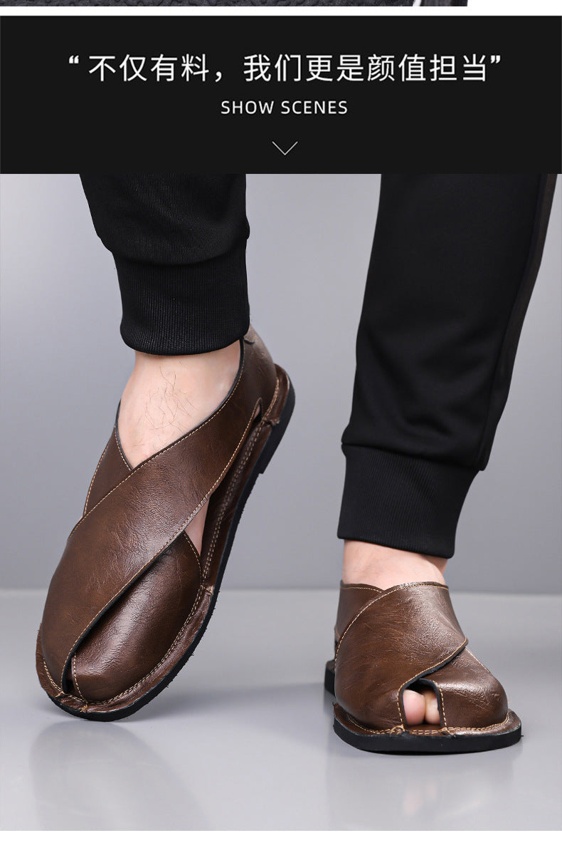 Italian Leather Sandals for Men Summer Sandals Men Casual Shoes Black Fashion Gladiator Sandals for Men Designer Shoes Zapatos