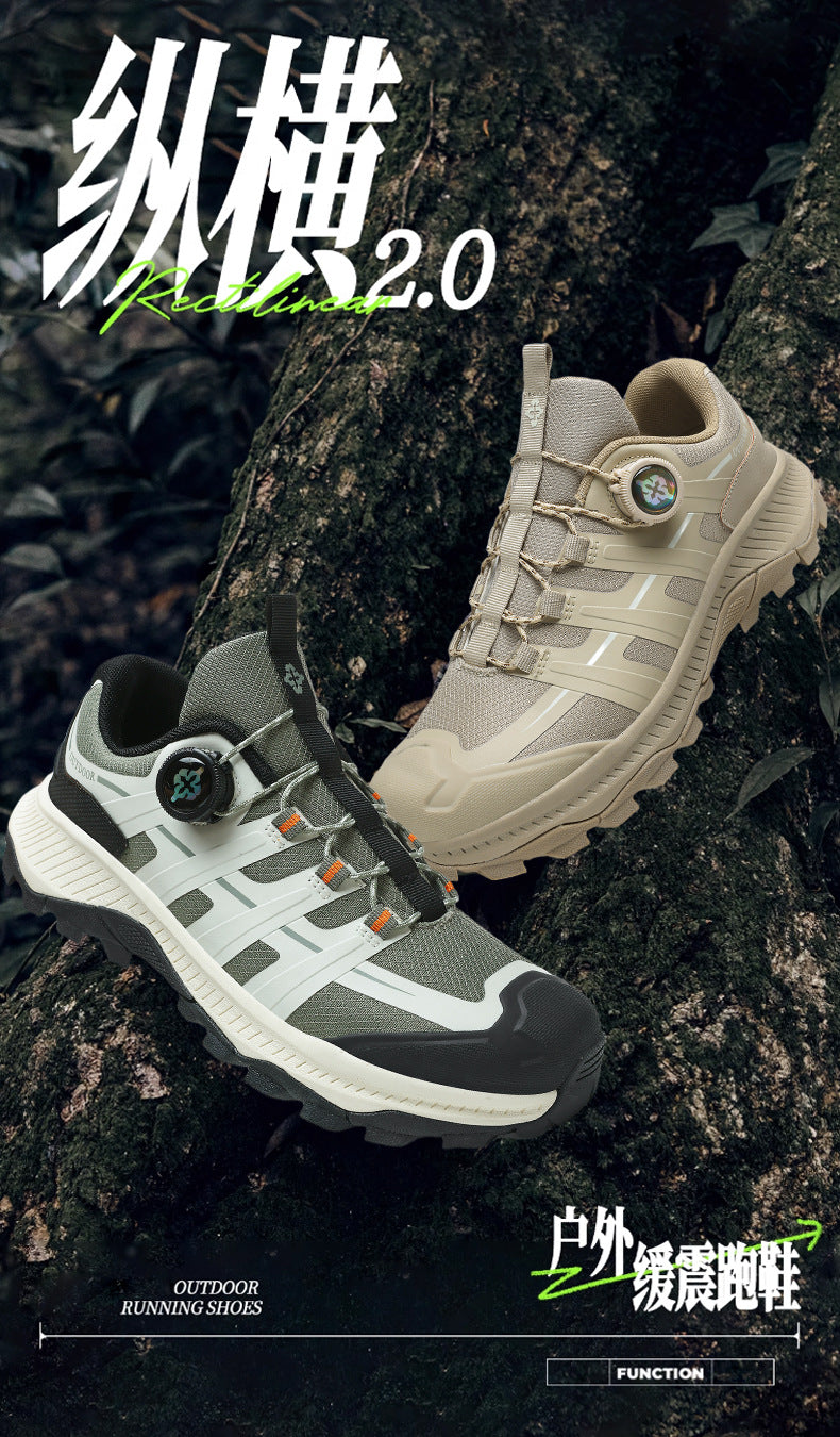 Rotating Buckle Anti-Slip Hiking Shoes for Men, Water-Repellent Cross-Country Running Shoes, Cushioning Outdoor Sports Shoes, Wear-Resistant Hiking Shoes