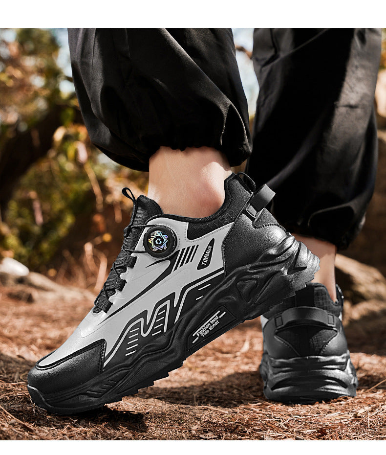 Men's Shoes Summer Breathable Lightweight Running Sports Trendy Shoes Non-slip Height-up Men's Slip-on Swivel Buckle Casual Shoes