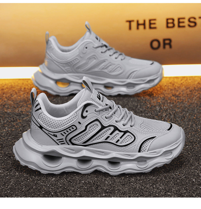 Warrior Men's Shoes 2026 New Model Breathable Hollow Soft Sole Shock Absorbing Lightweight Running Casual Sports Versatile Dad Sneakers