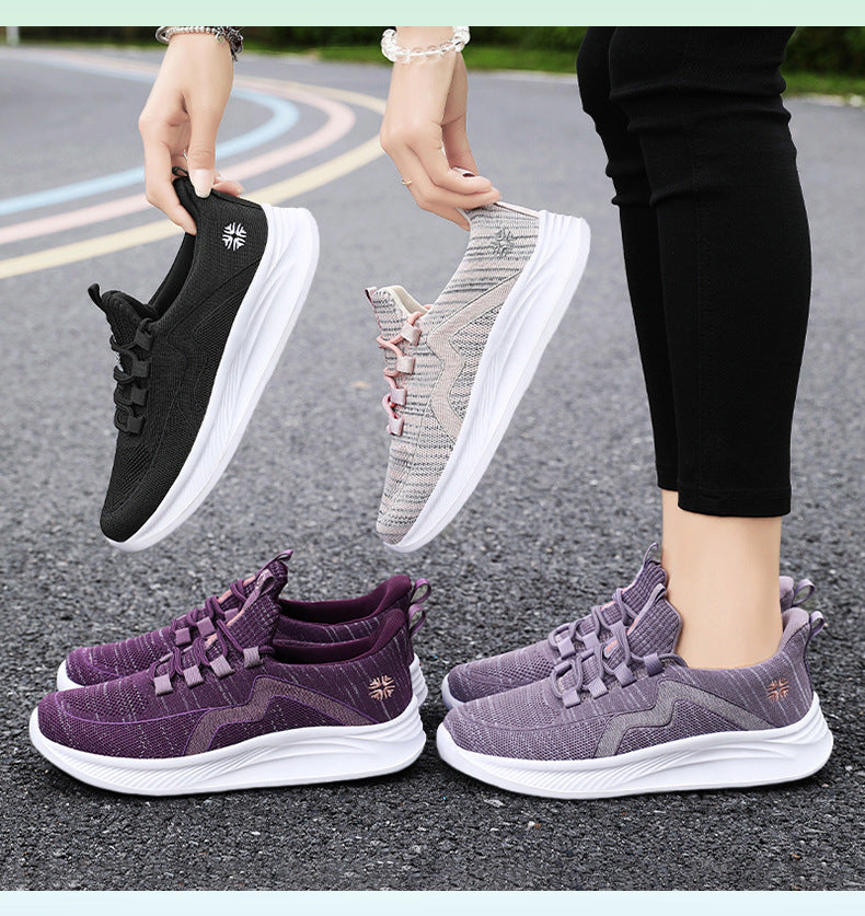 Summer New Style Walking Shoes, Shallow-Mouthed Women's Shoes, Casual Running Shoes, Comfortable Mom Shoes, Breathable Middle-Aged and Elderly Sports Shoes