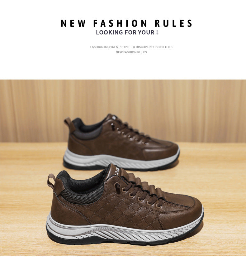 Casual Sports Leather Shoes Men's 2025 New Soft Sole Non-Slip Wear-Resistant Lightweight Fashionable Breathable Forrest Gump Shoes sneaker