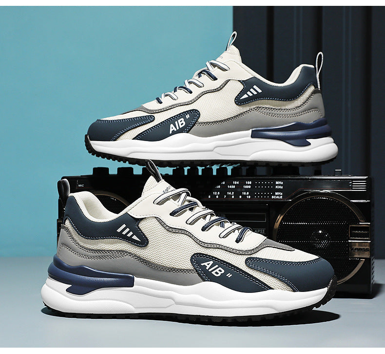 2025 Summer New All-match Men's Shoes Mesh Breathable Lightweight Soft Sole Running Shoes Men's Casual Sports Trendy Shoes