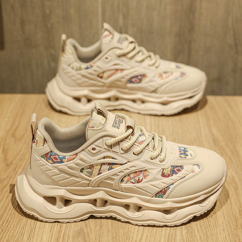 Men's Shoes 2026 New Spring Breathable Trendy Sports Casual Running Shoes for Teenagers Shock-Absorbing Height-Increasing Dad Sneakers