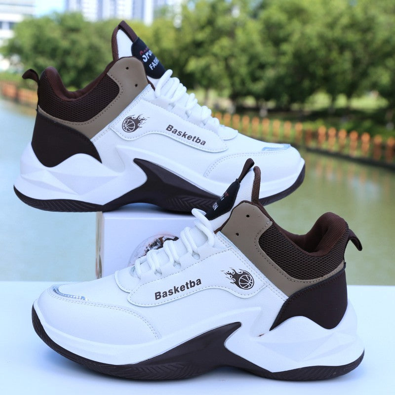 2025 New Basketball Shoes, Autum Men's Shoes, Wear-Resistant, Non-Slip, Student Running Shoes, Waterproof Leather High-Top Sports Shoes