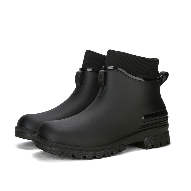 Water Shoes for Women, Chelsea Style with Fleece Lining, Short Rain Boots for Men, Low-Top Rubber Shoes for Men and Women, Non-Slip and Wear-Resistant