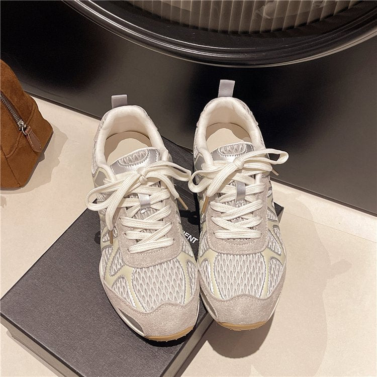 Summer Mesh Breathable Moral Training Shoes for Women 2025 New Versatile Mesh Forrest Gump Shoes Lace-Up Thick-Soled Casual Sports Shoes