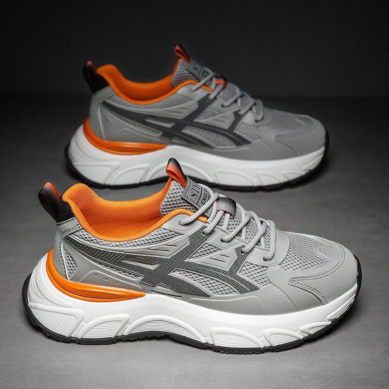 Men's New Spring Casual Comfortable Outdoor Versatile Soft-Soled Running Height-Increasing Sports Shoes for Students and Dads Trendy Shoes