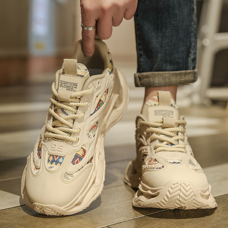 Men's Shoes 2026 New Spring Breathable Trendy Sports Casual Running Shoes for Teenagers Shock-Absorbing Height-Increasing Dad Sneakers