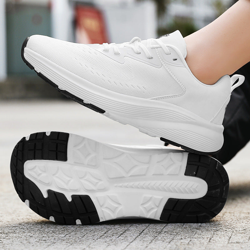 2025 New Couple Running Shoes Lightweight Shock-Absorbing Breathable Sports Shoes for Men and Women Youth Travel White Shoes Cross-Border
