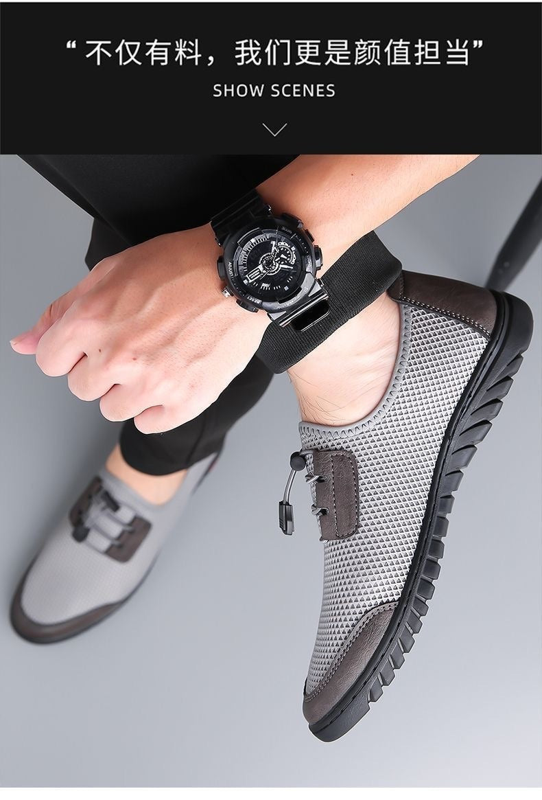 2026 Summer Men's Shoes New Sports Casual Shoes Lightweight Breathable Mesh Shoes Non-Slip Soft Sole Driving Shoes Slip-On