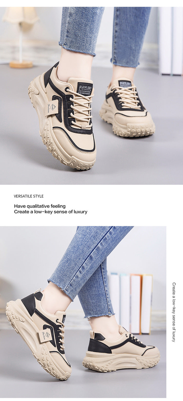 Popular Dad Sneakers for Women, Spring and Autumn Versatile Thick-Soled 2026 New Model, Trendy Casual Sports Shoes for Women, Student Running Shoes