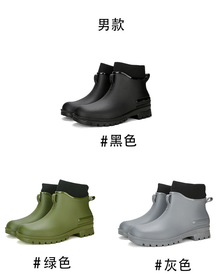 Water Shoes for Women, Chelsea Style with Fleece Lining, Short Rain Boots for Men, Low-Top Rubber Shoes for Men and Women, Non-Slip and Wear-Resistant