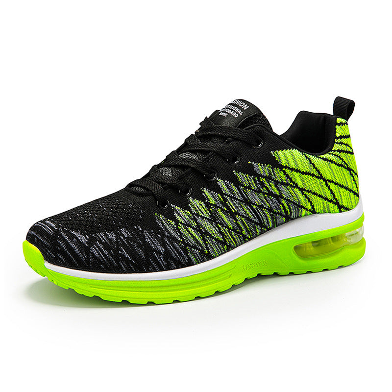 Men's Shoes 2025 Spring New Fluorescent Green Sports Breathable Mesh Air Cushion Non-Slip Casual Lightweight Couple Running Shoes
