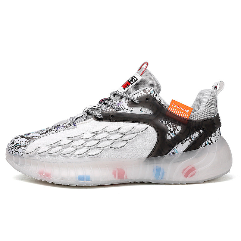 Sports Shoes for Men, Spring and Summer New Style, Fish Scale Fly-Knit Mesh Casual Shoes, Student Outdoor Fashion Trendy Casual Running Shoes