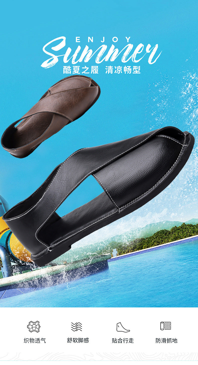 Italian Leather Sandals for Men Summer Sandals Men Casual Shoes Black Fashion Gladiator Sandals for Men Designer Shoes Zapatos