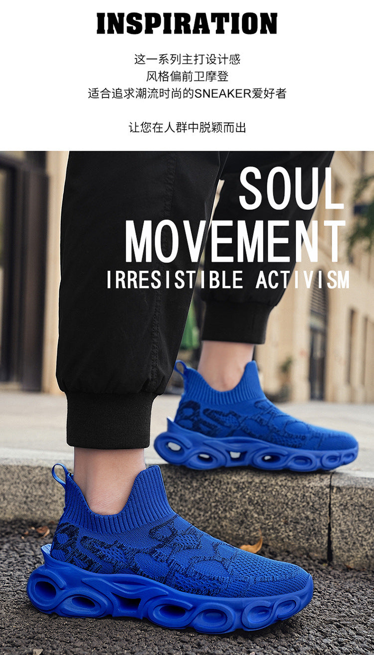 Men's Shoes Summer Breathable Flying Knitting Socks Men's Mesh Shoes Casual sneaker Blade Cross-border plus size Running Shoes Trendy