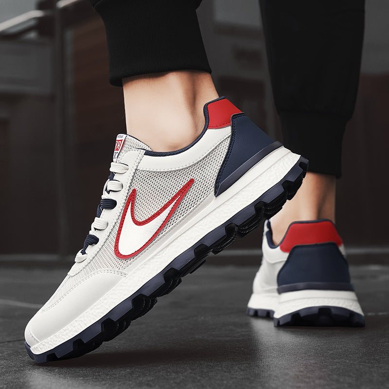 Men's Shoes, New Autumn Style, Breathable, Lightweight, Soft-Soled Running Shoes, Youth Fashion Casual Shoes, Single Mesh Color-Blocking Sports Trendy Shoes