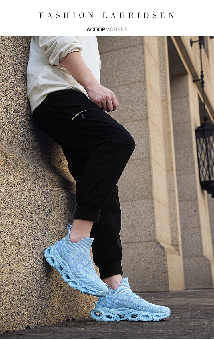 Men's Shoes Summer Breathable Flying Knitting Socks Men's Mesh Shoes Casual sneaker Blade Cross-border plus size Running Shoes Trendy